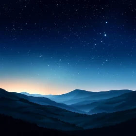 Starry Mountain Landscape at Night