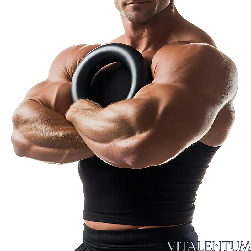 Muscular Man Holding Kettlebell AI Image