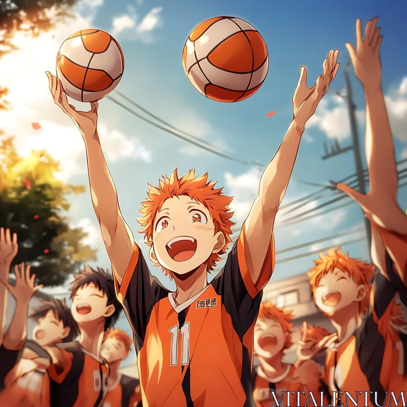 Joyful Anime Sports Team Celebration AI Image