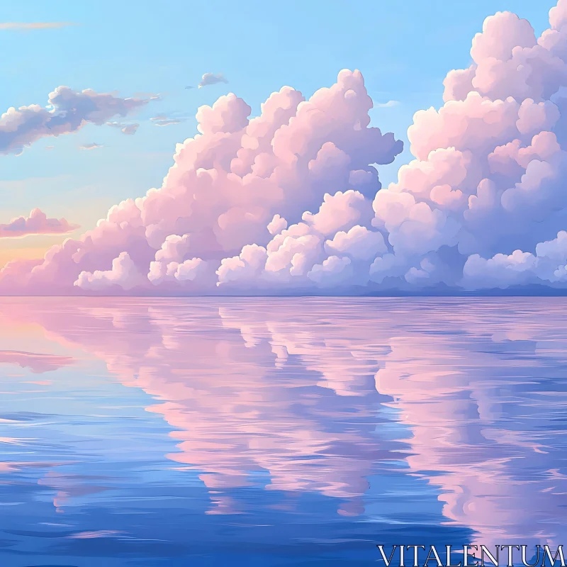 AI ART Pastel Sky and Water Reflection Art