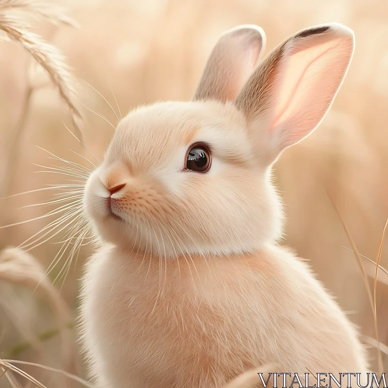 Serene Bunny Portrait in Summer Meadow AI Image