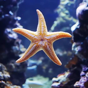 Floating Starfish in Blue Depths