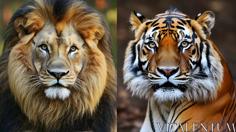 Two Big Cats Portrait, Wildlife AI Image