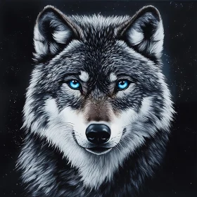 Wolf Portrait with Intense Gaze