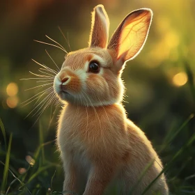 Sunlit Rabbit in Verdant Field