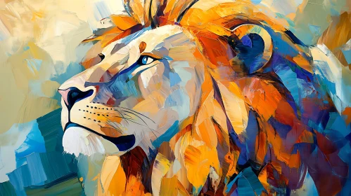 Contemporary Lion Art - Colorful Wild Cat