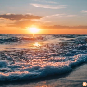 Sunset Seascape with Gentle Waves