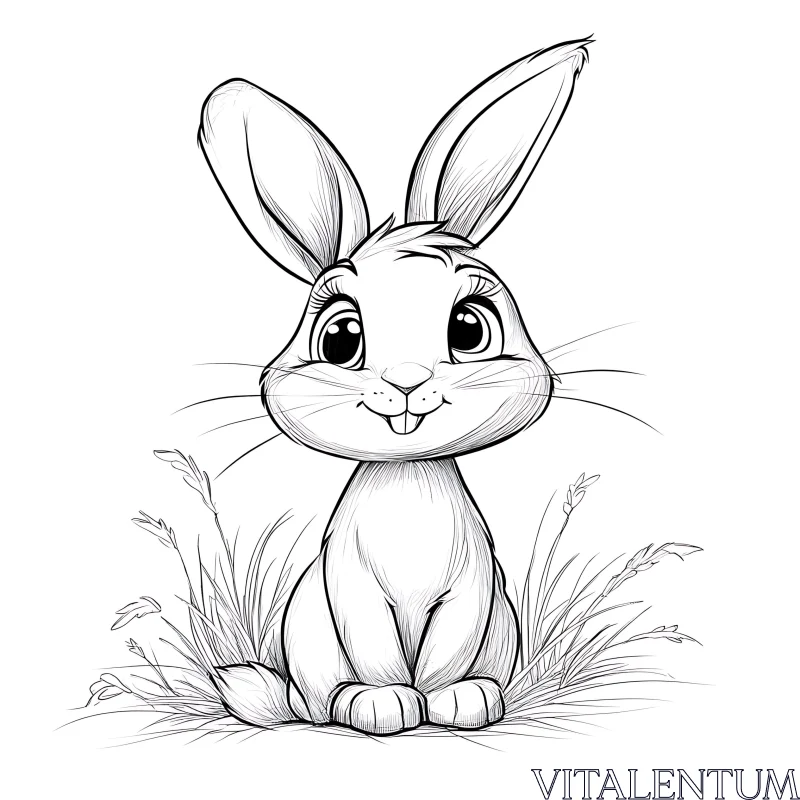 Charming Bunny in Grassy Meadow AI Image