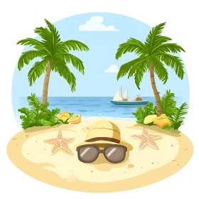 Seaside Bliss: Palm Trees and Starfish