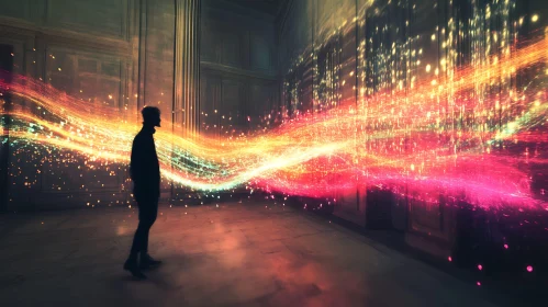 Silhouette Gazing at Swirling Light