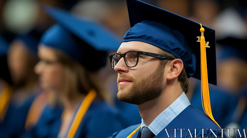 AI ART Young Graduate with Blue Cap and Gown