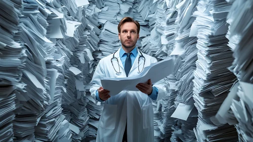 Doctor Buried in Paperwork: Healthcare Overload