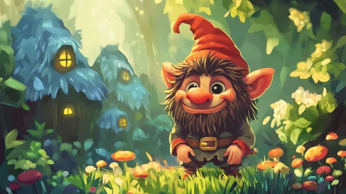 Fantasy Gnome in Enchanted Forest