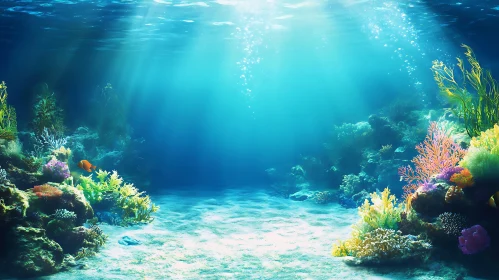 Sunlit Coral Reef Underwater