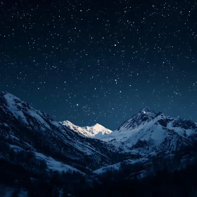 Mountain Peaks Under the Night Sky