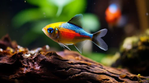 Colorful Tropical Fish in Abstract Aquarium