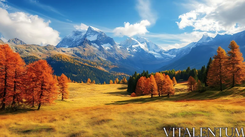 Autumnal Mountain Landscape AI Image