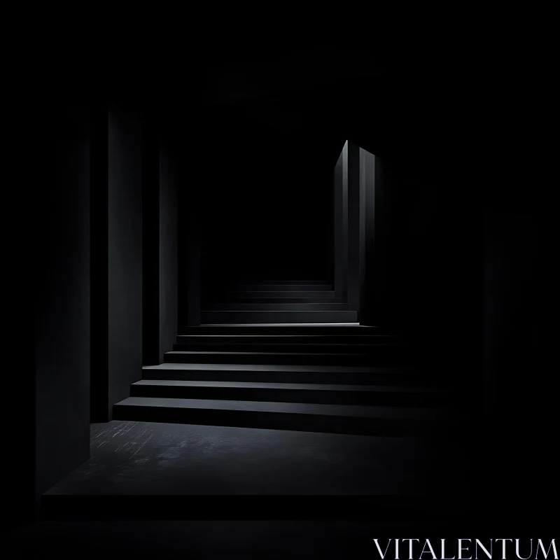 Intriguing Shadowy Staircase AI Image