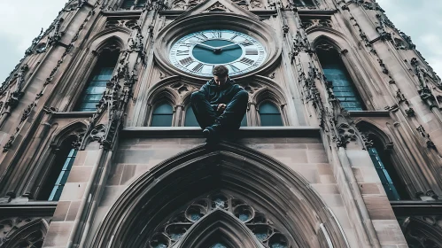 Urban Contemplation Under the Watchful Clock