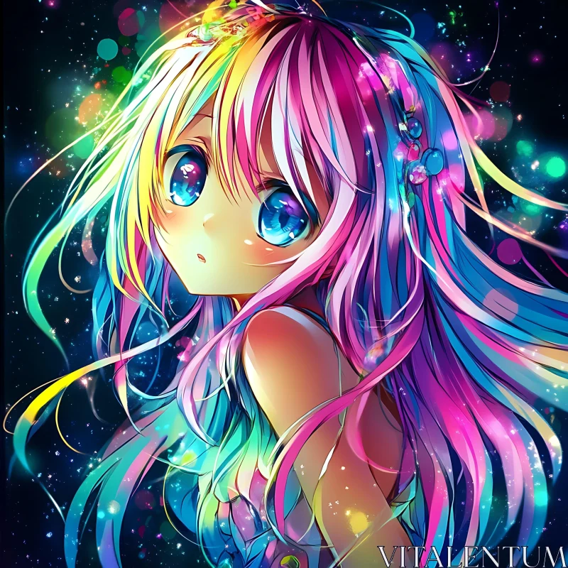 Vibrantly Colored Anime Character AI Image