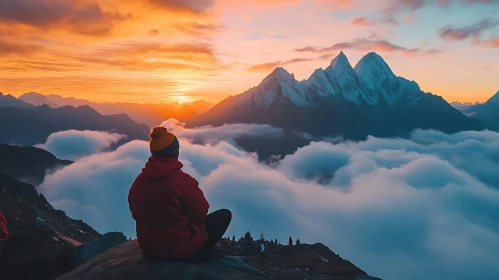 Mountain Peak Sunrise Above The Clouds