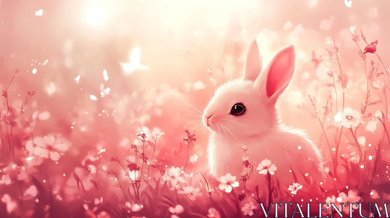 Rabbit Among Flowers AI Image