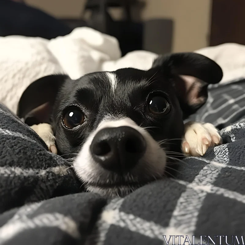 Charming Puppy Lounging Comfortably AI Image