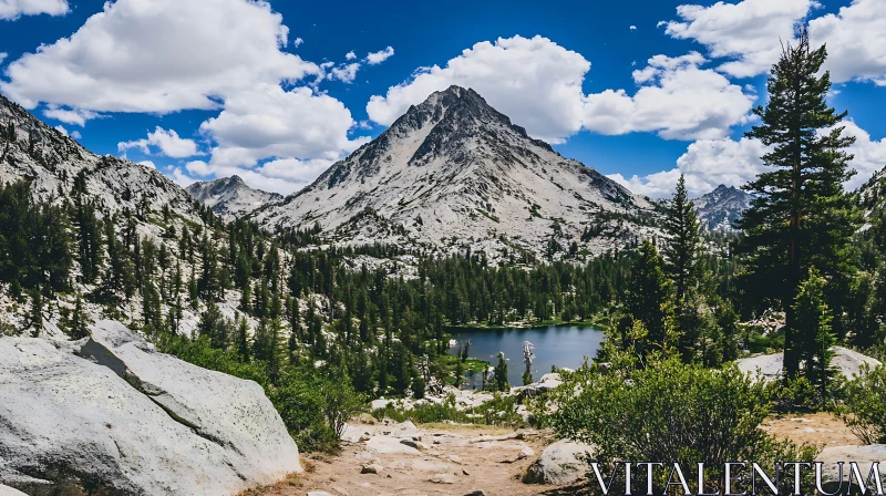 Mountain Peak and Forest Lake AI Image