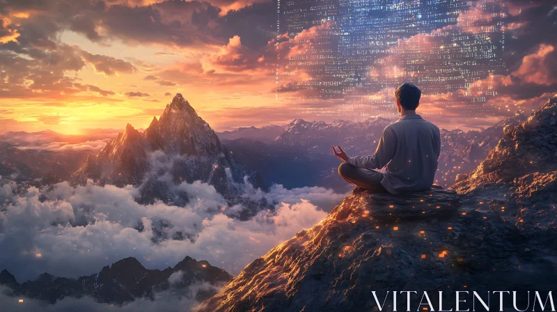 AI ART Mountain Meditation at Sunset