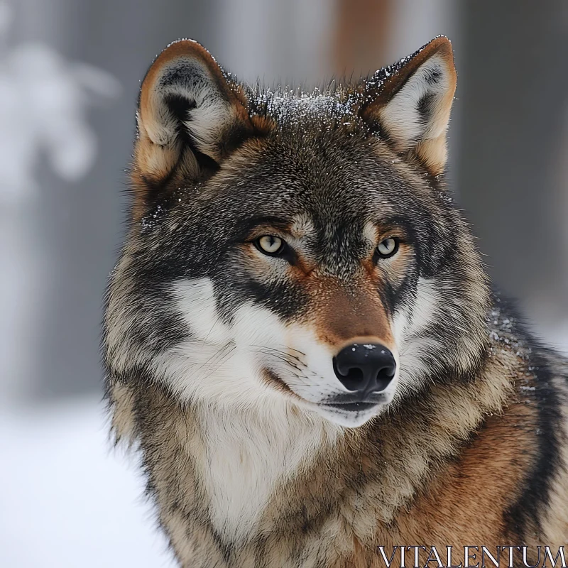 AI ART Winter Wolf Close-Up