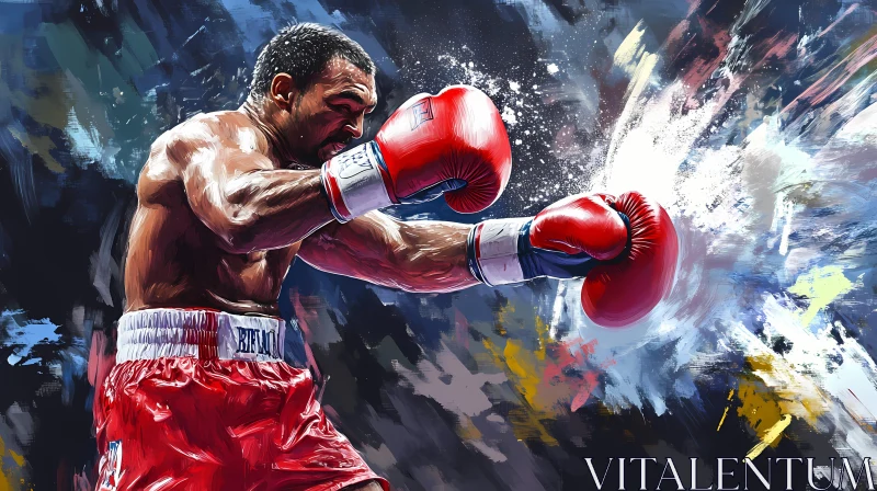 Energetic Boxer in Action with Red Gloves AI Generated Image AI Image