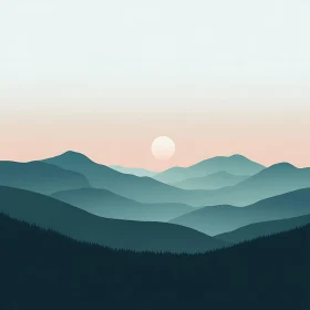 Layers of Mountains at Sunset