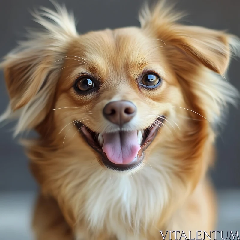 Smiling Light-Brown Puppy Close-Up AI Image