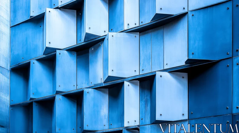 AI ART Geometric Blue Metal Architecture