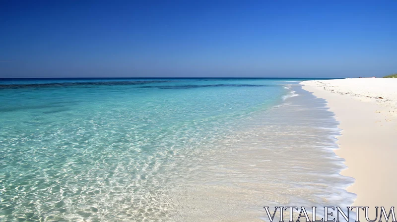 Idyllic Beach Scene with Clear Water and White Sand AI Image