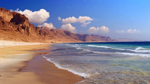 Coastal Landscape with Turquoise Sea and Mountains