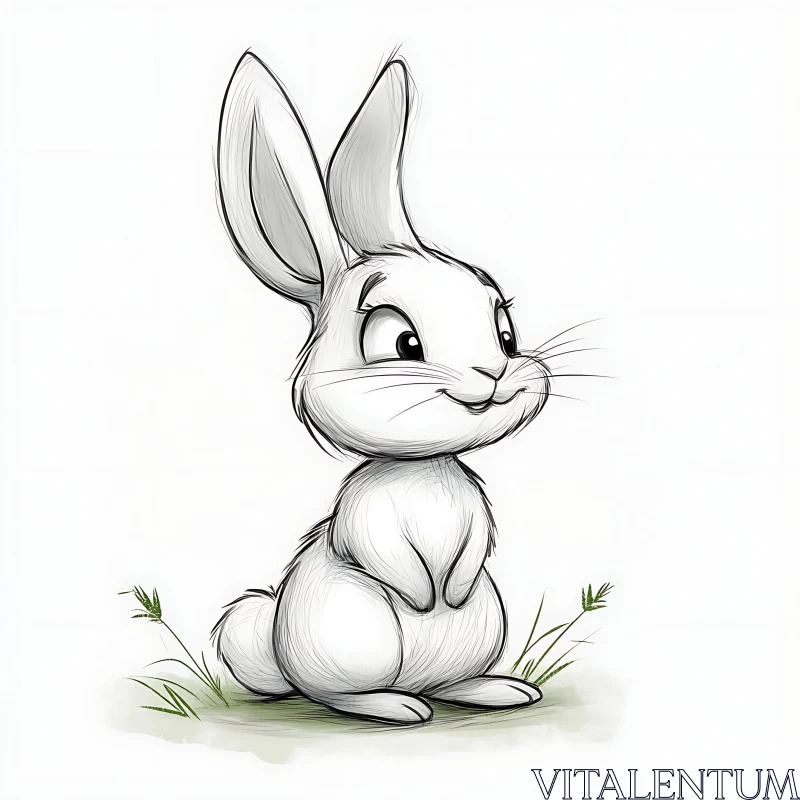 Monochrome Bunny Art: A Gentle Sketch AI Image