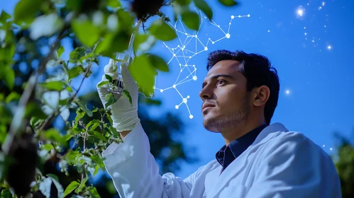 Scientist and Plant Sample