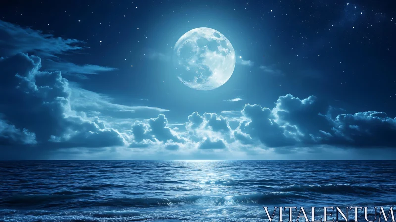 Tranquil Moonlight Over the Sea AI Image