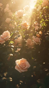 Sunlit Garden of Pale Pink Roses