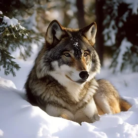 Snowy Wolf Portrait