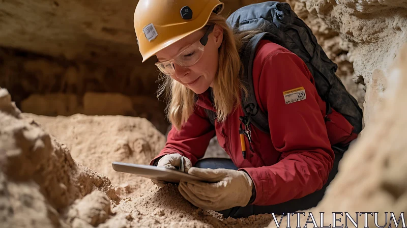 Archeological Research in Cave AI Image