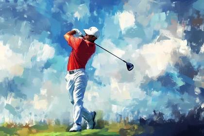 Artistic Golf Swing Painting - Dynamic Sports Artwork , AI