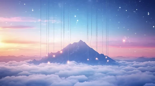 Dreamy Mountain Cloudscape with Chains