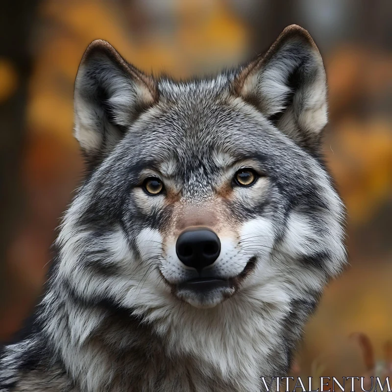 Detailed Wolf Face in Natural Light AI Image