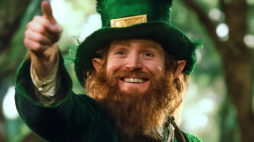 Smiling Leprechaun with Green Hat