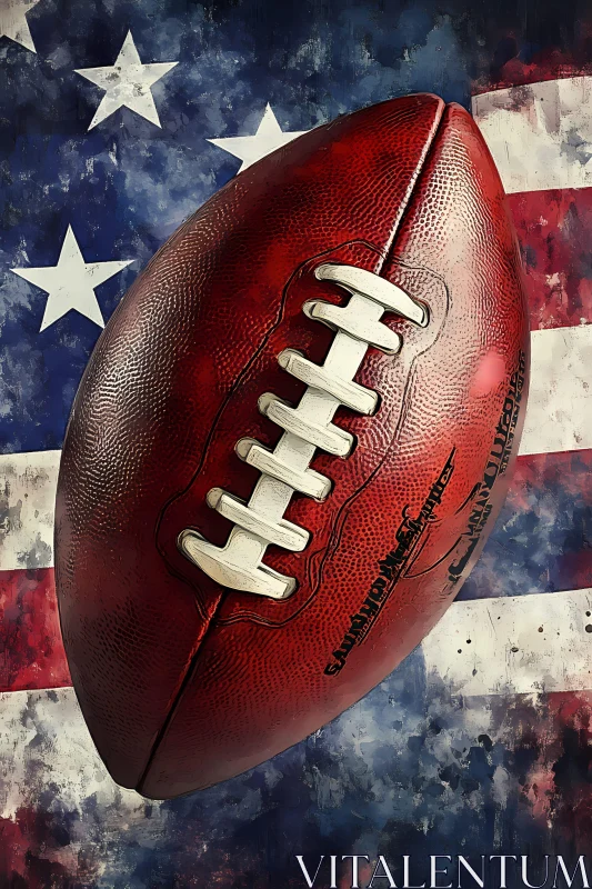 American Football with US Flag Backdrop AI Image