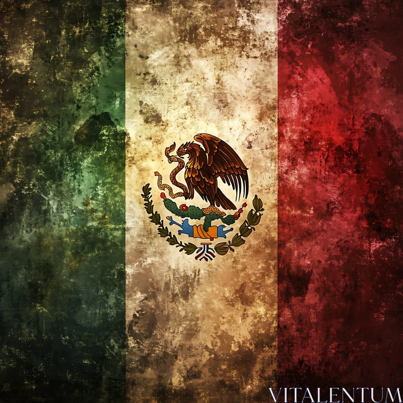 Distressed Mexico Flag Texture AI Image