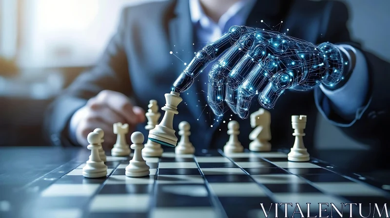 Robotic Hand Playing Chess AI Image