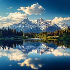 Snowy Peaks Reflected in Tranquil Waters